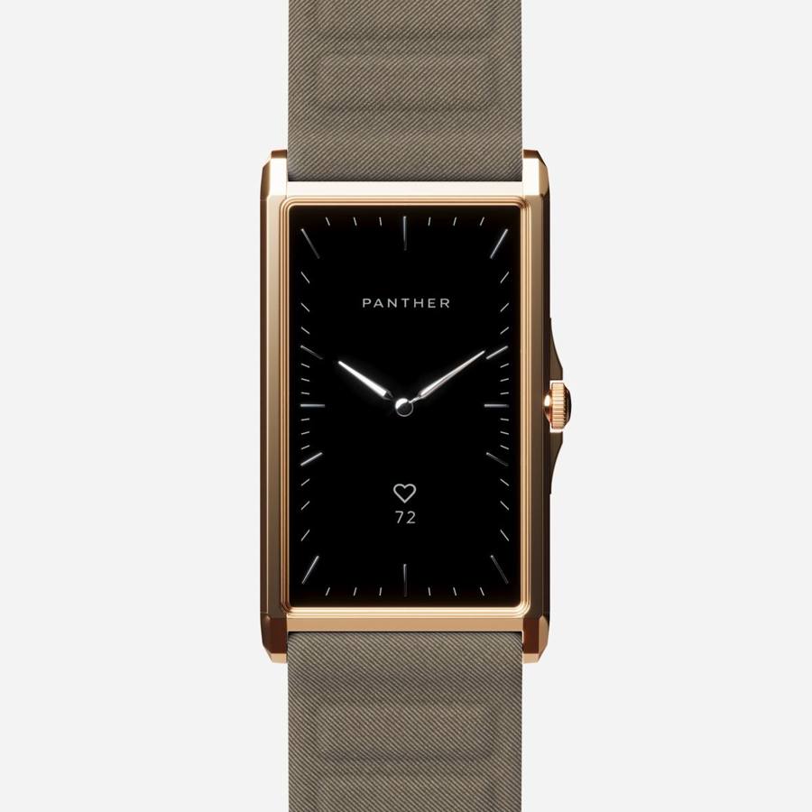 Solstice Gold Plated with Dark Taupe Magnetic Fabric band