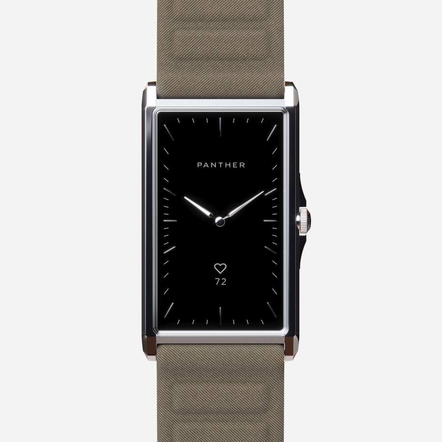 Solstice Natural Steel with Dark Taupe Magnetic Fabric band