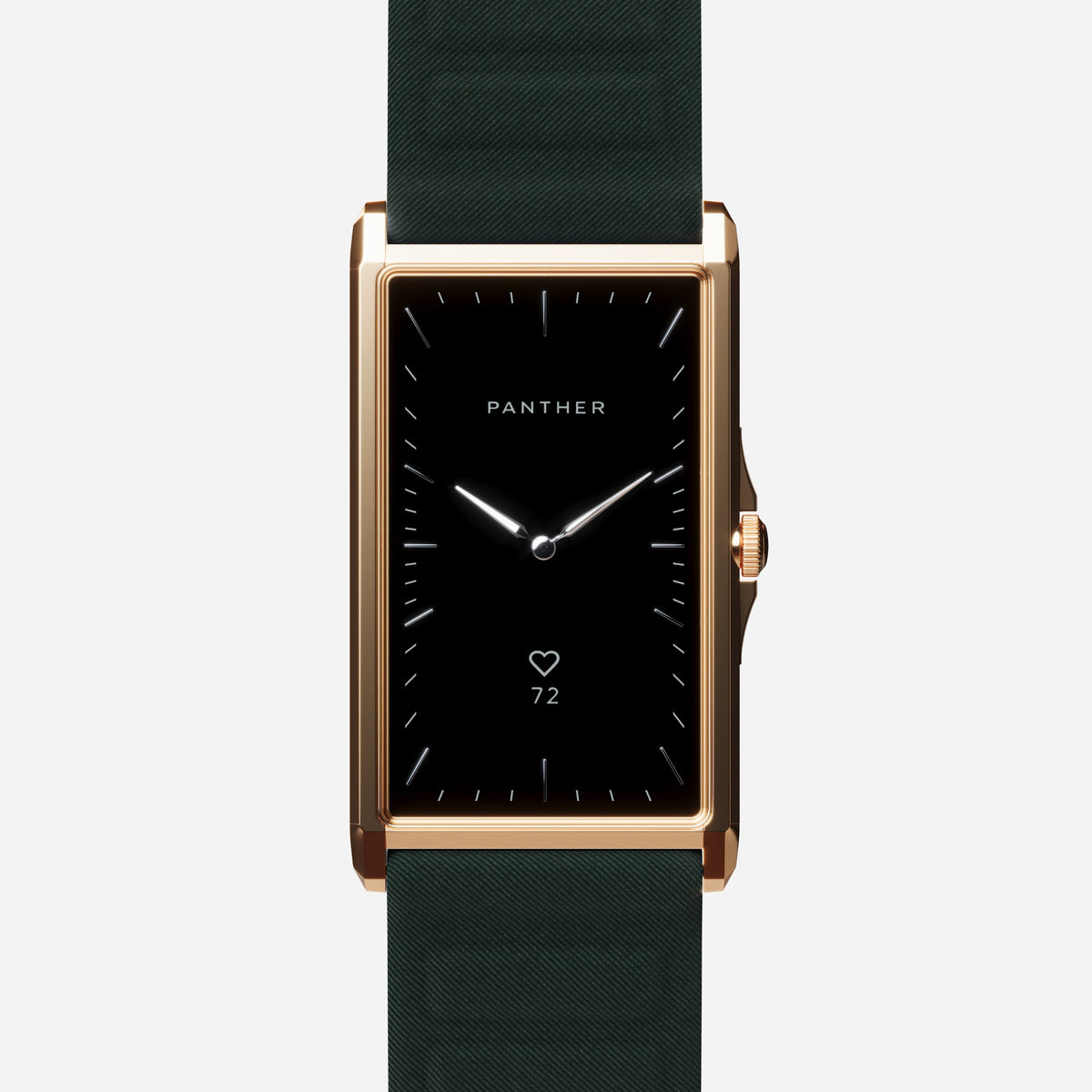 Solstice Large Gold Plated with Forest Green Magnetic Fabric band