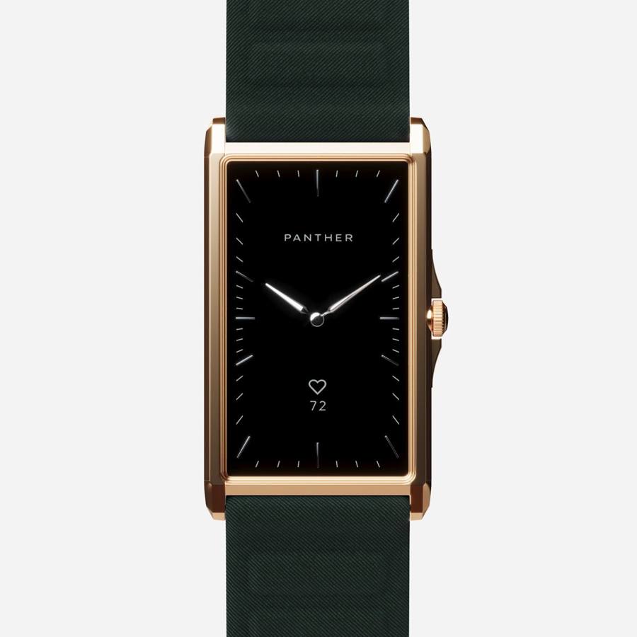 Solstice Gold Plated with Forest Green Magnetic Fabric band