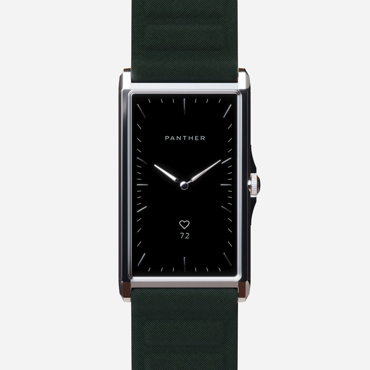 Solstice Large Natural Steel with Forest Green Magnetic Fabric band