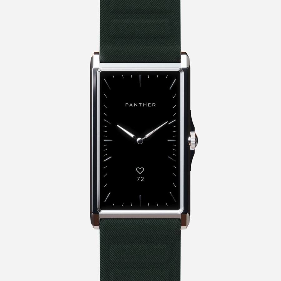 Solstice Natural Steel with Forest Green Magnetic Fabric band