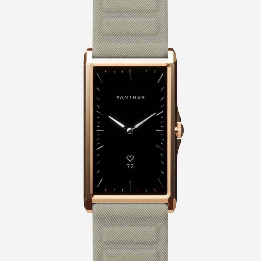 Solstice Gold Plated with Light Taupe Magnetic Fabric band