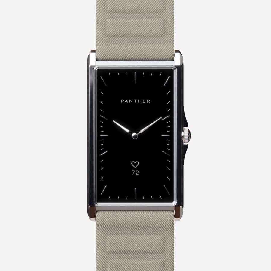 Solstice Natural Steel with Light Taupe Magnetic Fabric band