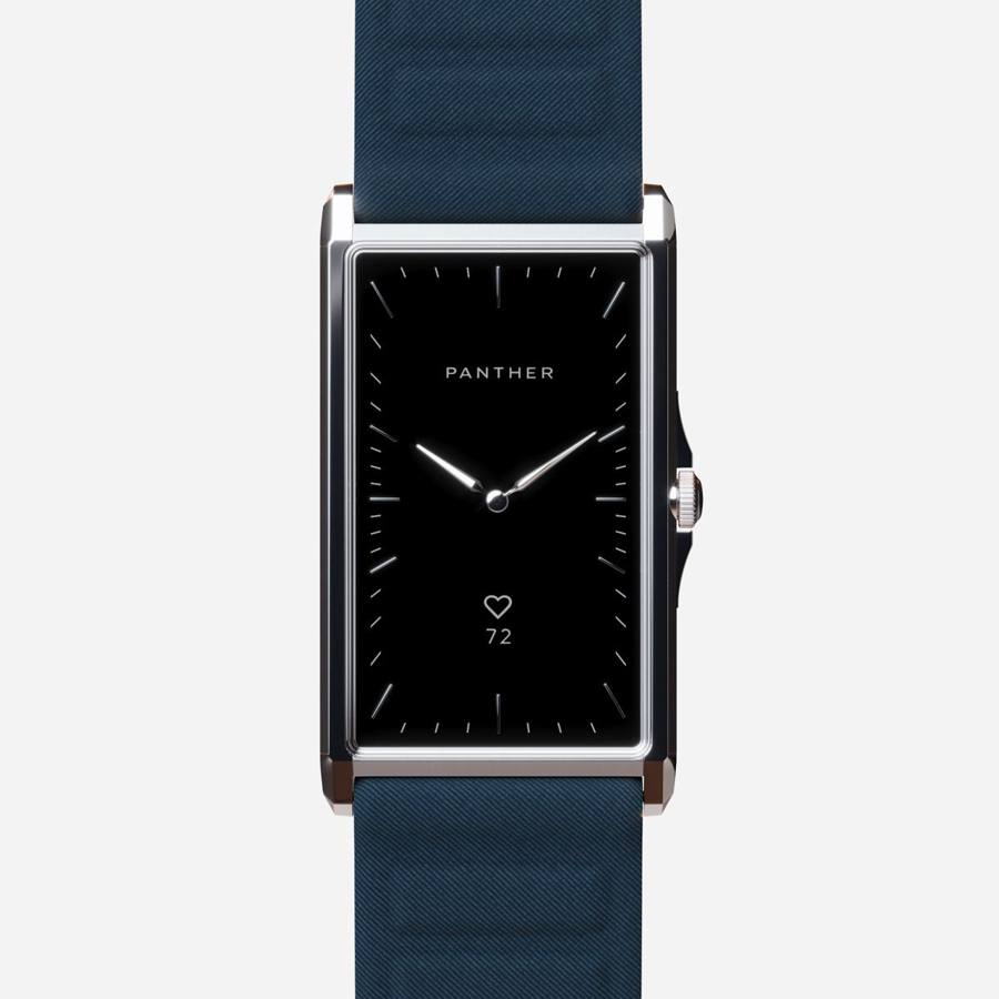 Solstice Natural Steel with Ocean Blue Magnetic Fabric band