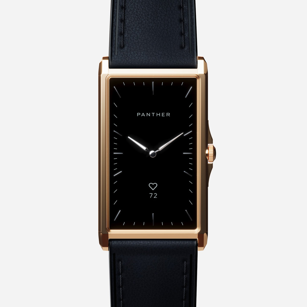 Solstice Large Gold Plated with Onyx Black Genuine Leather band