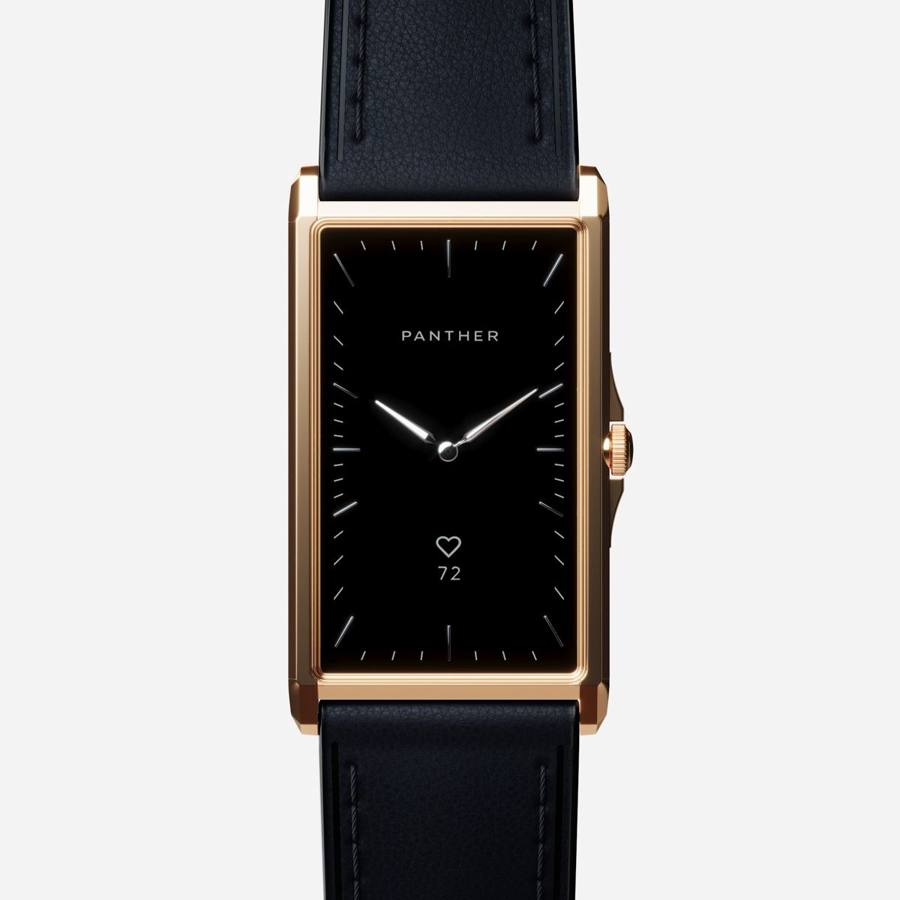 Solstice Gold Plated with Onyx Black Genuine Leather band