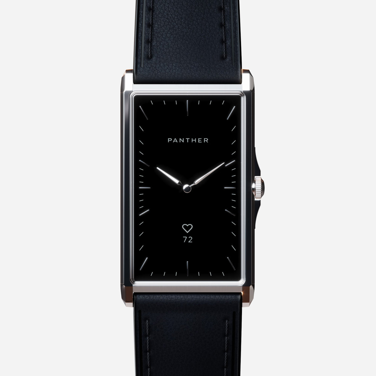Solstice Large Natural Steel with Onyx Black Genuine Leather band