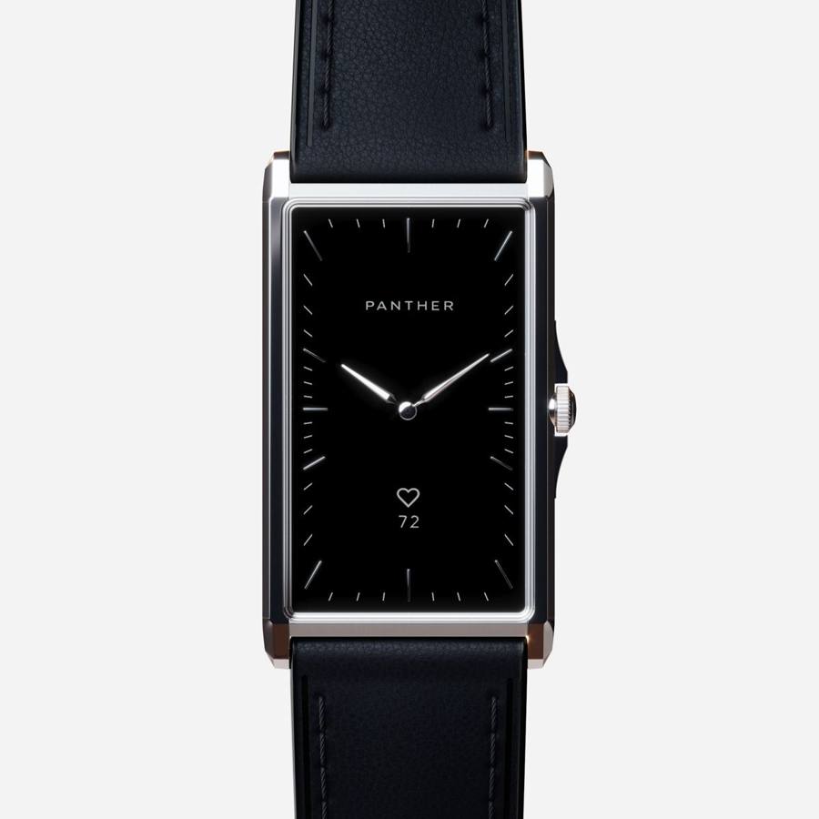 Solstice Natural Steel with Onyx Black Genuine Leather band