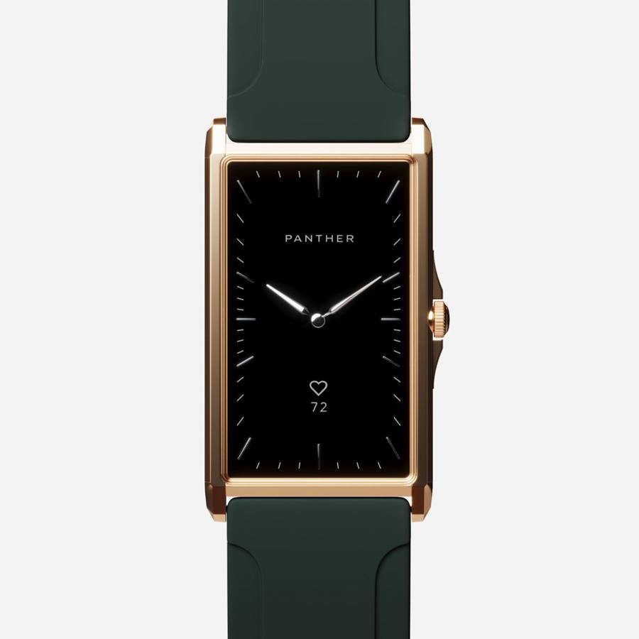 Solstice Gold Plated with Forest Green Sculpted Rubber band