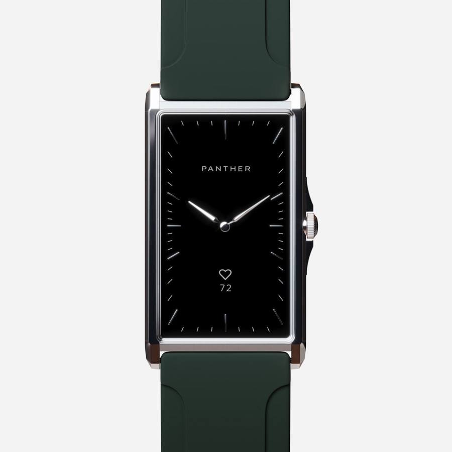 Solstice Natural Steel with Forest Green Sculpted Rubber band
