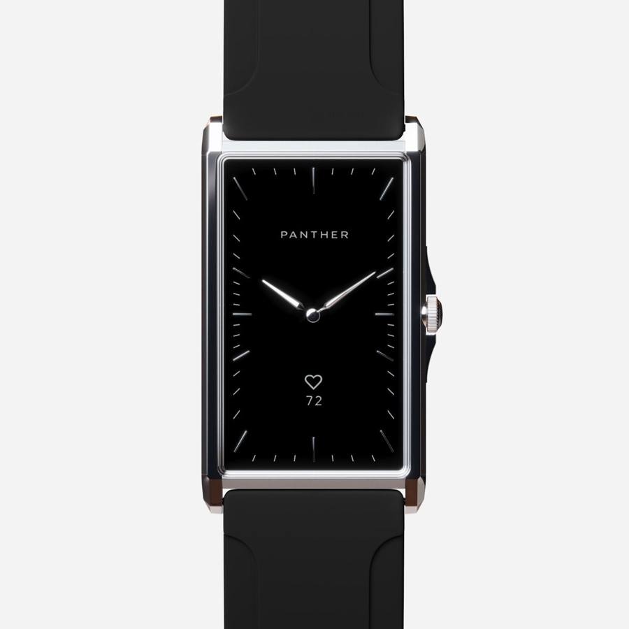 Solstice Natural Steel with Onyx Black Sculpted Rubber band