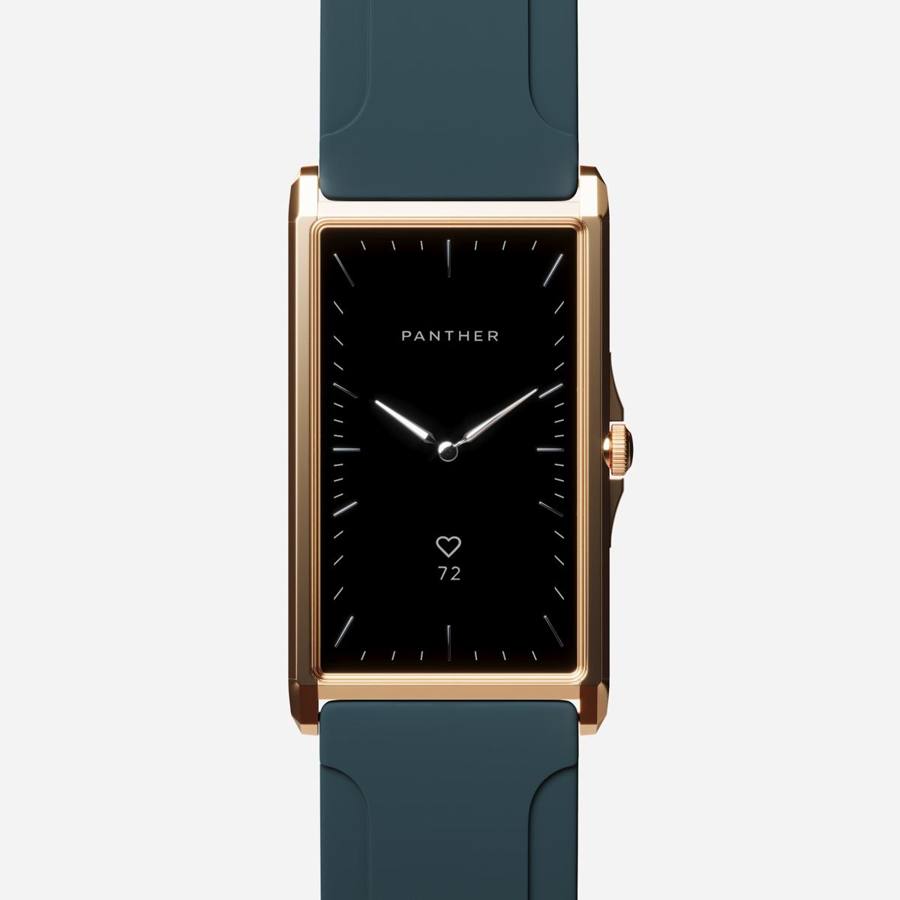 Solstice Gold Plated with Classic Blue Sculpted Rubber band